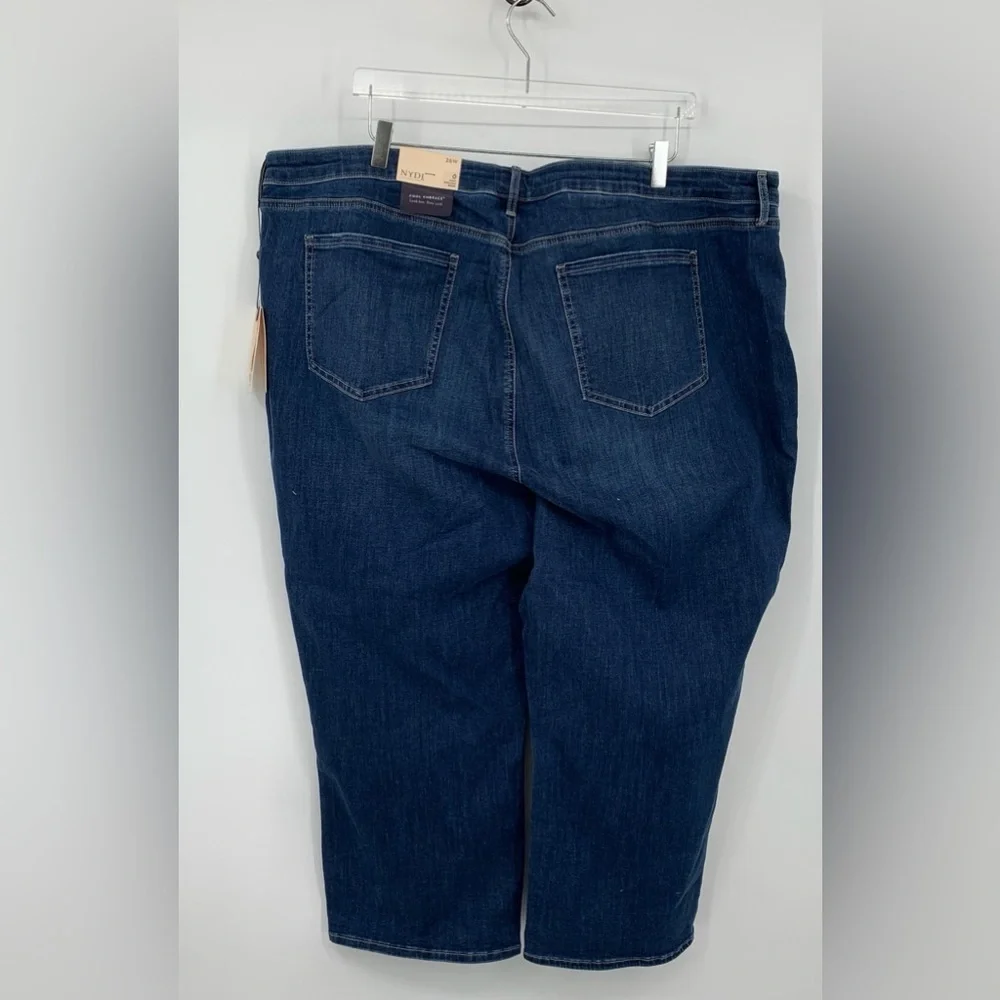 NYDJ Relaxed Piper Crop jeans blue denim dark wash straight leg stretch new 26W